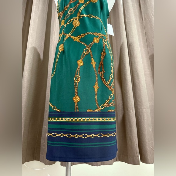 New Enfocus Studio Gold Chain design green haltered dress size 10 - Picture 7 of 9